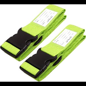 OW-Travel Bagageriemen voor Koffers (Groen: 2 stuks) Goed zichtbare stevige Kofferbanden met bagagelabels. Reiskoffer riemen. Bagageriem Kofferband reis riem voor Kofferbagage. Tas band Kofferriem