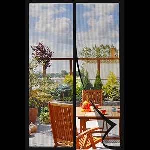 Magnetisch vliegengaas voor balkondeur, 100 x 210 cm, zwart, insectenbescherming, magneetgordijn, eenvoudige montage zonder boren
