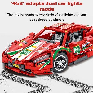 Mork 023002-1 Creative High-Tech Serie 1328Pcs Rood 458 Super Racing Sport Auto 1:14