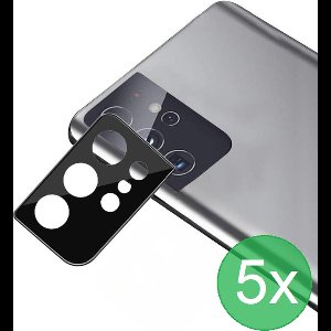 Camerascreenprotector 5x Geschikt voor Samsung Galaxy S21 Ultra - screen protector - glas - bescherm je camera - beschermglas - Zwart - ZT Accessoires