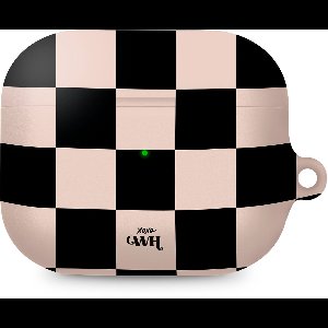 xoxo Wildhearts hoesje geschikt voor Airpods Pro 1 / Pro 2 - Block Me - Ook als telefoonhoesje verkrijgbaar - schokbestendige case geschikt voor Airpod Pro (2) - koptelefoon case - Geruit / geblokt hoesje - Kleurrijke case - zwart / beige / crème