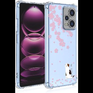 Case voor Xiaomi Redmi Note 12 Pro Plus - Beschermhoesje - Transparant - Schokbestendig - Flexibel - Zachte siliconen rubberen bumper - Kersenbloesem kat