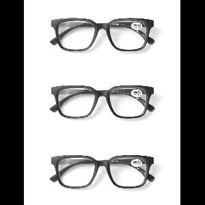 Set van 3 Premium Leesbrillen SQUARE - Sterkte +0.50 - Black Velvet - Voor Dames & Heren - Italiaans Design - Universele pasvorm