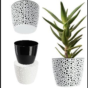 KADAX Bloempot van kunststof, diameter 11-21 cm, 5 kleuren, eenvoudige pot, robuuste plantenpot, plantenbak, ronde bloempotbescherming voor varen, diameter 19 cm, zwart