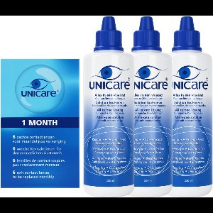 Unicare 3 maanden pakket 6 maandlenzen + 3 flessen lenzenvloeistof - voordeelverpakking -1,25