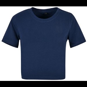 Build Your Brand - Cropped Dames T-Shirt - Light Navy maat L