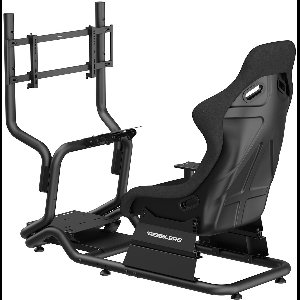 REBBLERS® SIMR 600 Sim Racing Cockpit + Gearshift Holder + Monitor Mount - Racestoel - Fiberglass Kuipstoel - Volledig Verstelbaar - Zwart