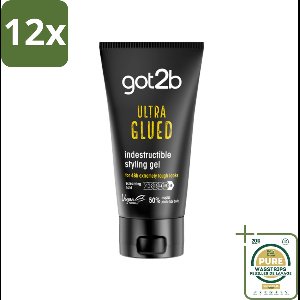 Got2b Ultra Glued Indestructible Styling Gel 150 ml - Voordeelverpakking - 12 stuks - Styling gel - Stevige fixatie