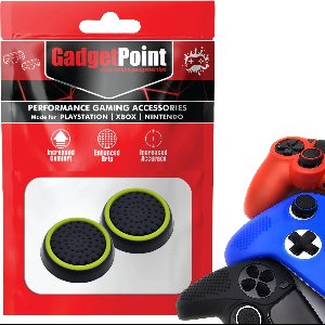 Gadgetpoint - Thumb Grips voor PlayStation, PS5, Xbox X/S, One & Switch Pro Controller - Gaming Thumbgrips - Performance Anti-Slip Thumbsticks - Bescherming Accessoires - Zwart/Lichtgroen