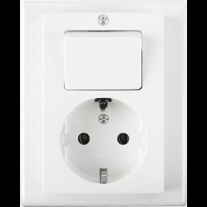 Merten System M combinatie - inbouw - wissel - randaarde - polarwit