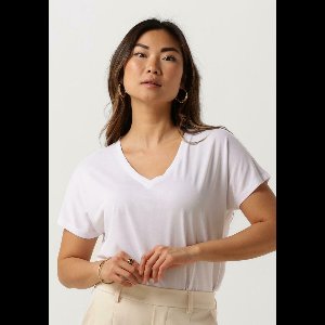 MSCH Copenhagen Mschfenya Modal V Neck Tee Tops & T-shirts Dames - Shirt - Ecru - Maat XS/S
