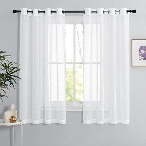 Linnenlook gordijnen - Ventilerend en privacybeschermend - set van 2 - 140 cm breed en 160 cm hoog - 100% polyester