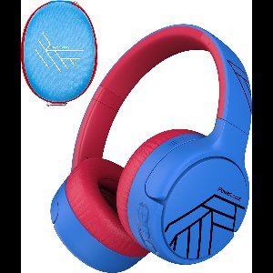 PowerLocus Tiger Draadloze Over-Ear Koptelefoon voor Kinderen, Active Noise Cancelling, 74dB/85dB/94dB Limiet, met Microfoon - Blauw/Zwart
