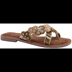 Lazamani - Perla Dames Slippers Leer Beige - Maat 36