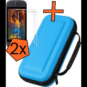Hoesje Geschikt voor Nintendo Switch 2 Hoes Bescherm Case Hardcover Met 2x Screenprotector - Hoes Geschikt voor Nintendo Switch 2 Case - Blauw