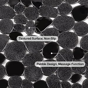 PolkaHome Antislip Douchemat voor Badkamer - Vierkant 54 x 54 cm - Zwart - PVC Materiaal - Veilig en Comfortabel voor Kinderen en Volwassenen