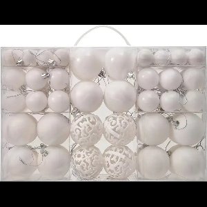 Livano Kerstballen - Kerstversiering - Plastic - Wit - Kerstballenset - 100 stuks