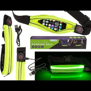 Hardloop Heuptas met LED Verlichting – Oplaadbaar – Geel – Verstelbaar – Polyester