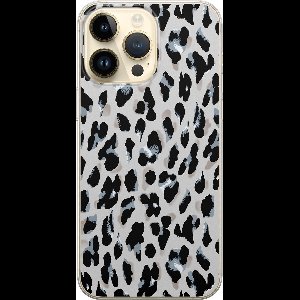 Leuke Telefoonhoesjes - Hoesje geschikt voor iPhone 14 Pro Max - Luipaard grijs - Soft case - TPU - Luipaardprint - Grijs