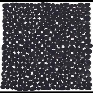 AquaVive veiligheidsmat "Stones" voor in bad of douche | zwart | 55 x 55 cm | 100% PVC