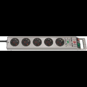 Super-Solid 13.500A stekkerdoos met overspanningsbeveiliging 5-voudig zilver 2,5 m H05VV-F 3G1,5