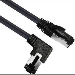 S/FTP CAT8.1 40 Gigabit Netwerkkabel - 1 kant haaks naar links - CU - 0,5 meter - Zwart
