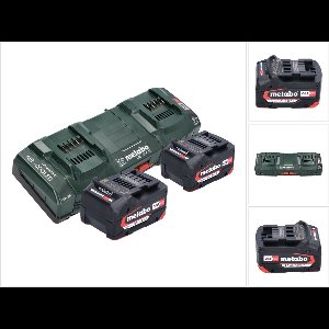Metabo basisset 2x Li-Power accupack 18 V 4.0 Ah CAS Li-Ion accu ( 2x 625027000 ) + ASC 145 DUO dubbele snellader ( 627495000 )