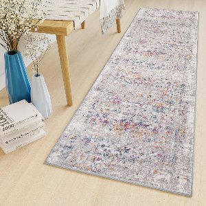 Tapiso Lazur Tapijt Loper Grijs Modern Woonkamer Hal Vloerkleed Maat- 80x400