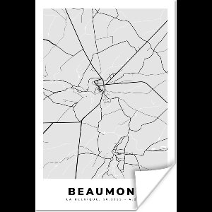 Poster Plattegrond – Beaumont – Zwart Wit – Stadskaart - Kaart - 120x180 cm XXL