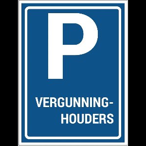 Vergunninghouders parkeerplaats bord - E9 - dibond materiaal - 28 x 21 cm