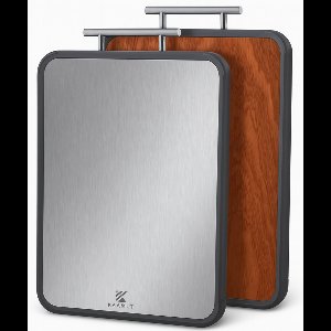 KAAMUT® 100% Titanium & Massief Mahoniehouten Snijplank– Dubbelzijdig – Hygiënisch, Microplasticvrij & Duurzaam – Mesvriendelijk