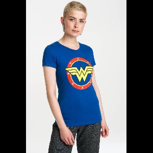 Logoshirt Vrouwen T-shirt Wonder Woman - Logo Circle - DC Comics - Shirt met ronde hals van Logoshirt - blauw