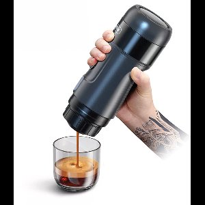 HiBREW H4A-kit 80W draagbare autokoffiezetapparaat met standaard, DC 12V 15 bar extractie, warm / koud 3-in-1 capsule-koffiezetapparaat - zwart