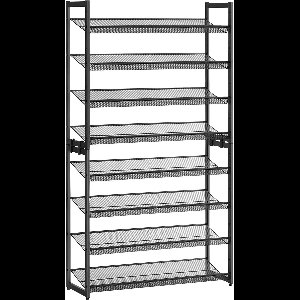 8 Tier Schoenenrek - Set van 2 Stapelbare - 4 Tier Schoen Organiser - Metalen Schoenopbergers - Met Verstelbare Gaasplanken - Plat of Schuin Monteerbaar - Zwart