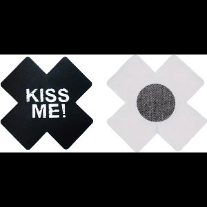 CHPN - Tepelcovers - Tepelsticker - Kiss me sticker voor op tepels - Zwart - Grappige tepel sticker - Tepels afplakken - Festival - Feest - Sexy - 1 paar