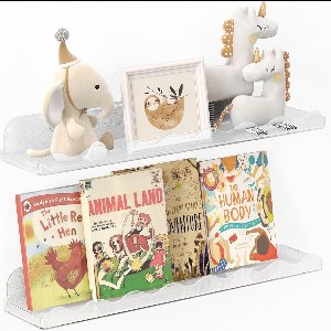 JGS ® Transparante Kinderkamer Wandplankenset van 4 Stuks voor Boeken en Speelgoed