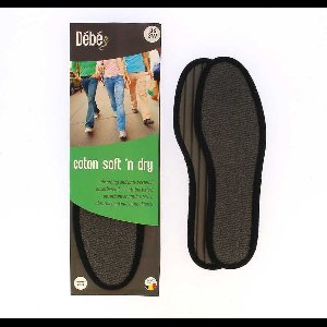 DEBE Coton Soft 'n dry Grey - Vocht absorberende en antibacteriële inlegzool in het Grijs - 42
