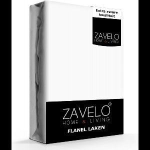 Zavelo Deluxe Flanel Laken Wit - 1-persoons (180x290 cm) - 100% katoen - Extra Dik - Zware Kwaliteit - Hotelkwaliteit