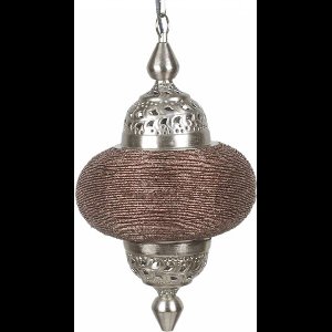 LM-Collection Casablanca Hanglamp - Ø25x49cm - E27 - Grijs/Paars - Metaal/Plastic - hanglampen eetkamer, hanglamp zwart, hanglampen woonkamer, hanglamp slaapkamer, hanglamp kinderkamer, hanglamp rotan, hanglamp hout, hanglamp industrieel