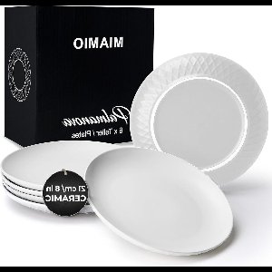 Set borden van 6 - Moderne keramiek/aardewerk - Palmanova collectie (Wit 21 cm) borden set