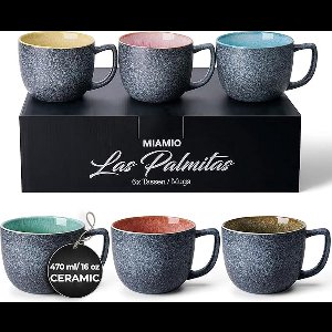 Koffiekopjes/mokken set/Koffiekop groot/moderne aardewerken koffiemokken - Las Palmitas collectie