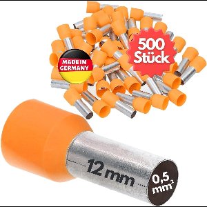 500 stuks Kalitec AE0512OR adereindhulzen geïsoleerd 0,5 mm² 12 mm lang oranje I Made in Germany I Industriële kwaliteit