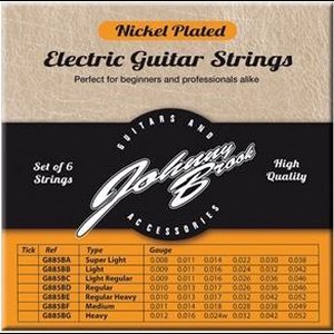 Set van 6 Nickel Plated Stalen Elektrische Gitaar Snaren - Gauge Super Light
