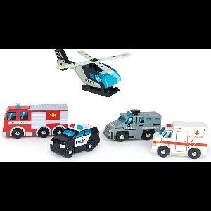 Tender leaf toys hulpverleningsvoertuigen - 5st