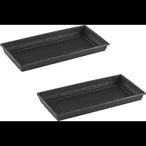 Hega Hogar plantenpot/bak opvangschaal - Set van 2x stuks - antraciet - 57 x 17 cm - onderschaal - Voor bak van 60 x 20 cm