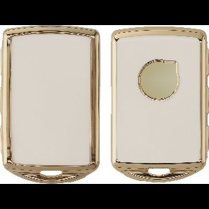 kwmobile autosleutel hoesje geschikt voor Volvo 4-knops autosleutel Keyless Go hoes - TPU autosleutel behuizing - Beschermende auto sleutel case - Sleuteletui in wit / goud