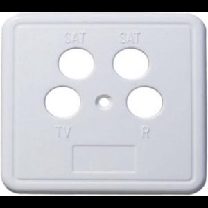 Afdekplaat voor 4-gats wandcontactdoos / wit