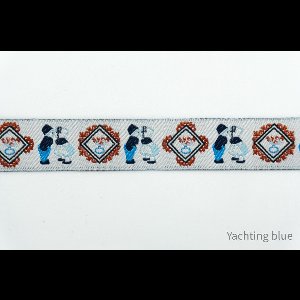 Band delfts blauw - paartje zoenend - geweven sierband - fournituren - lengte 2 meter - lint - stof - afwerkband - katoenen band - naaien - decoratieband -