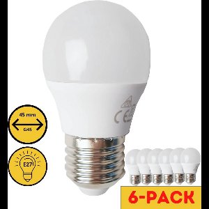 Proventa LED G45 lampen met E27 fitting - ⌀ 45 mm - Voordeelverpakking - 6 x LED G45 peerlamp - Lamp