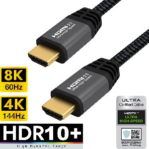 Qnected® HDMI 2.1 kabel 5 meter - Certified - 4K 120Hz & 144Hz, 8K 60Hz Ultra HD - Ultra High Speed - 48 Gbps - PS5, Xbox Series X & S - Graphite Grey